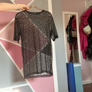 mesh oversized t-shirt dress
